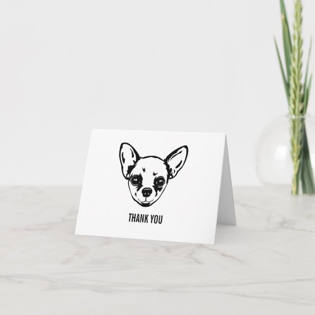 Chihuahua Dog Face Silhouette Thank You Card (Front)