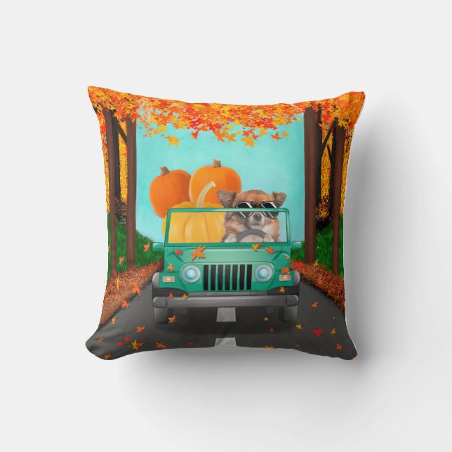 Chihuahua Dog Fall Pumpkin  Cushion (Front)