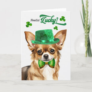 Chihuahua Dog Feelin' Lucky St Patrick's Day Holiday Card