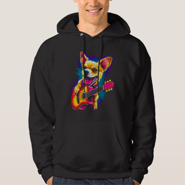 Chihuahua Dog Guitar Hoodie (Front)