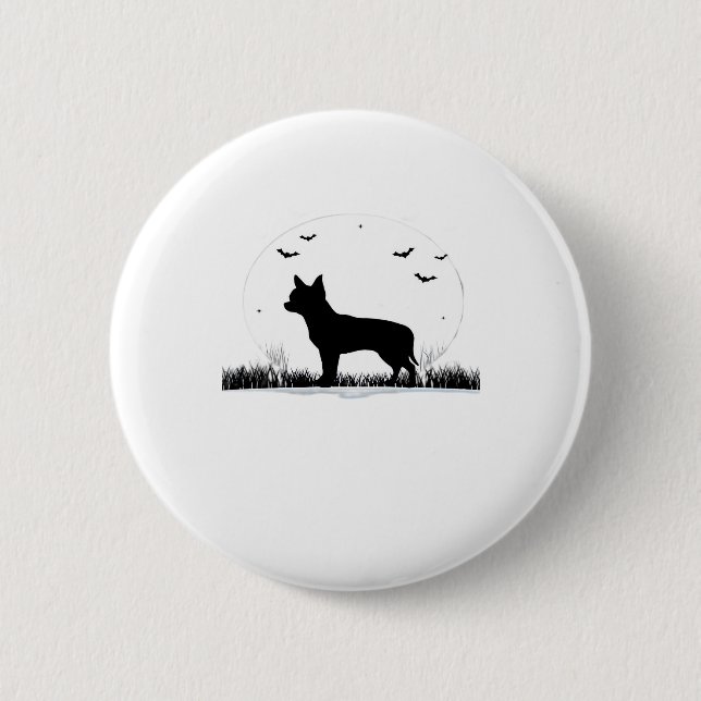 Chihuahua Dog � Halloween Moon Silhouette Classic  6 Cm Round Badge (Front)