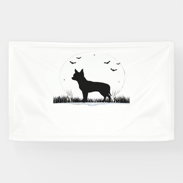 Chihuahua Dog – Halloween Moon Silhouette Classic  Banner (Horizontal)