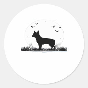 Chihuahua Dog � Halloween Moon Silhouette Classic Classic Round Sticker