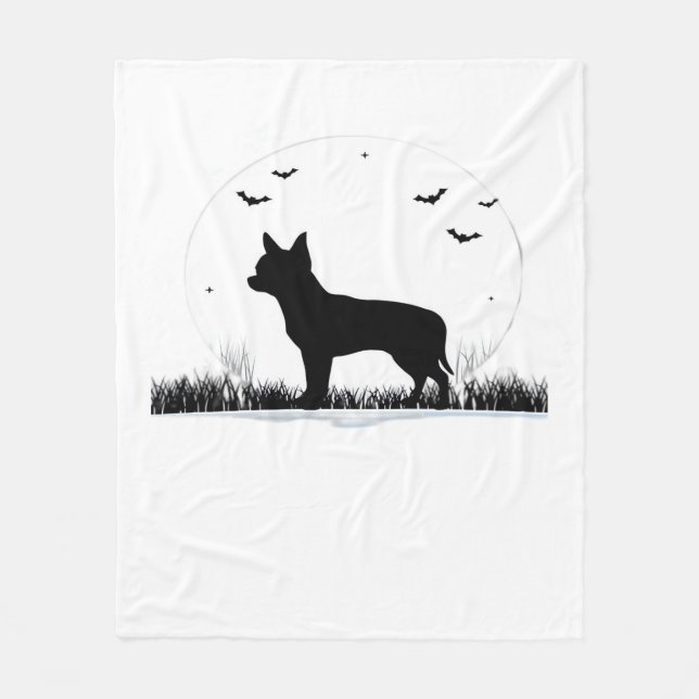 Chihuahua Dog – Halloween Moon Silhouette Classic  Fleece Blanket (Front)