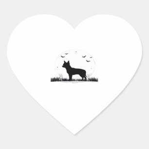 Chihuahua Dog � Halloween Moon Silhouette Classic Heart Sticker