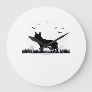 Chihuahua Dog � Halloween Moon Silhouette Classic Large Clock
