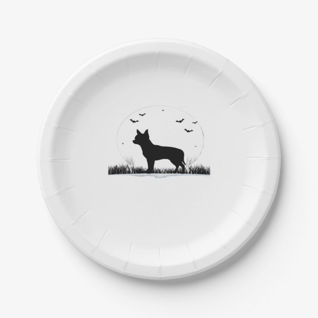 Chihuahua Dog � Halloween Moon Silhouette Classic  Paper Plate (Front)