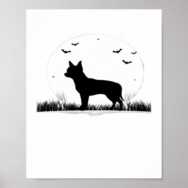 Chihuahua Dog – Halloween Moon Silhouette Classic  Poster (Front)