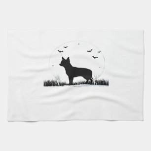 Chihuahua Dog � Halloween Moon Silhouette Classic  Tea Towel