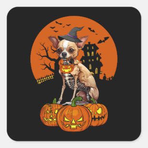 Chihuahua Dog Halloween Square Sticker