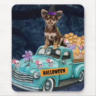 Chihuahua Dog Halloween Truck Scary Night   Mouse Mat