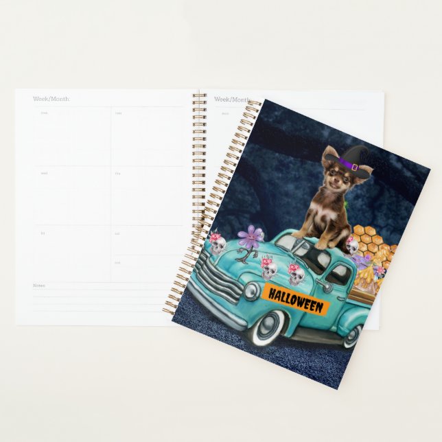 Chihuahua Dog Halloween Truck Scary Night  Planner (Display)