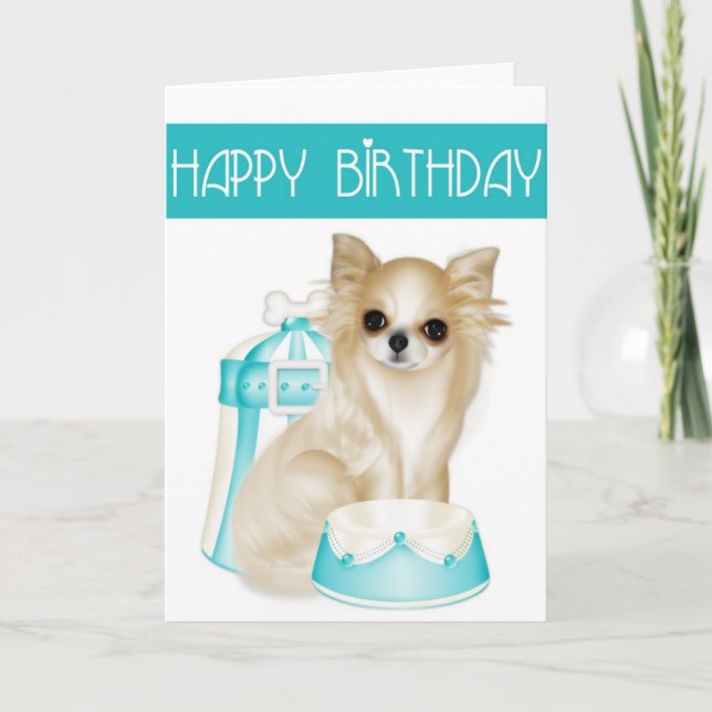 Chihuahua Dog Happy Birthday Greeting Card (Front)