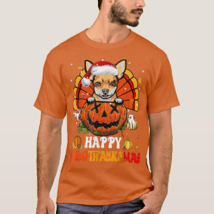 Chihuahua Dog Happy Hallothanksmas Halloween Thank T-Shirt