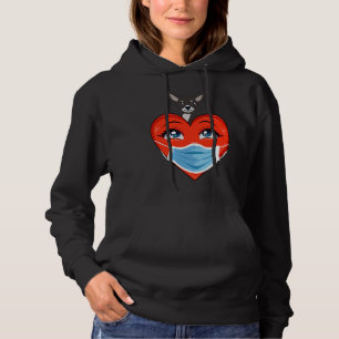 Chihuahua Dog Heart In Mask Valentines Day Womens  Hoodie