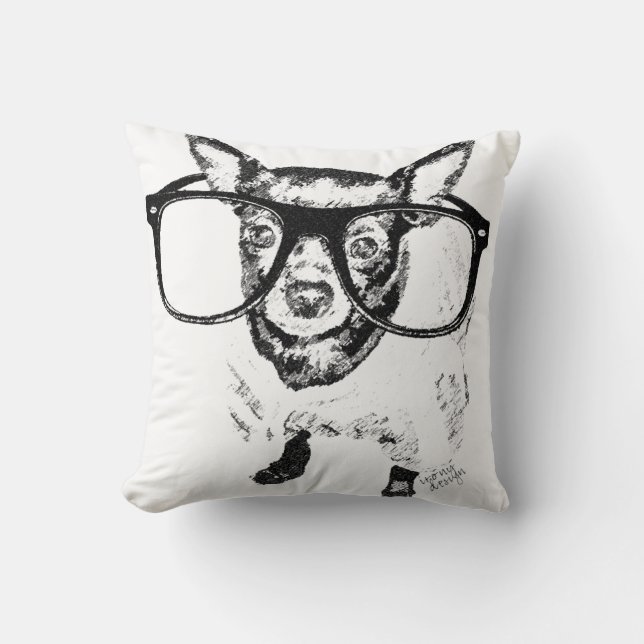 Chihuahua Dog Illustration Drawing Cushion (Front)