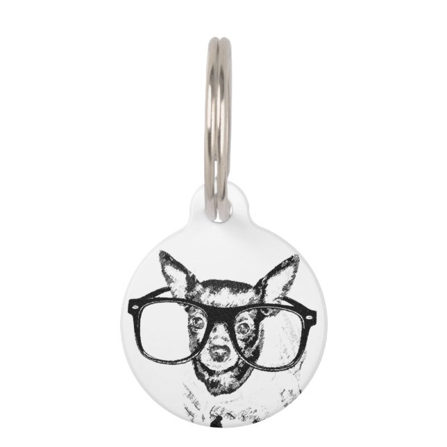 Chihuahua Dog Illustration Drawing Pet Tag (Front)