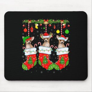 Chihuahua Dog In Christmas Socks Funny Pet Dog Lov Mouse Mat