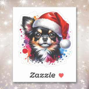 Chihuahua Dog in Santa Hat Christmas