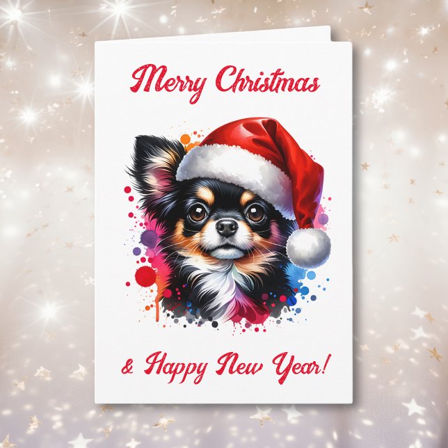 Chihuahua Dog in Santa Hat Christmas   Card (Creator Uploaded)