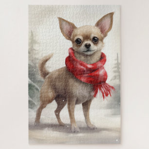Chihuahua Dog in Snow Christmas Jigsaw Puzzle
