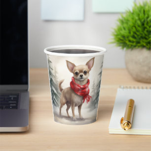 Chihuahua Dog in Snow Christmas  Paper Cups