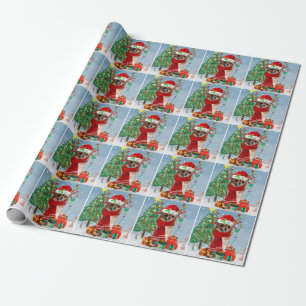 Chihuahua Dog in Snow with Christmas Gifts Wrapping Paper