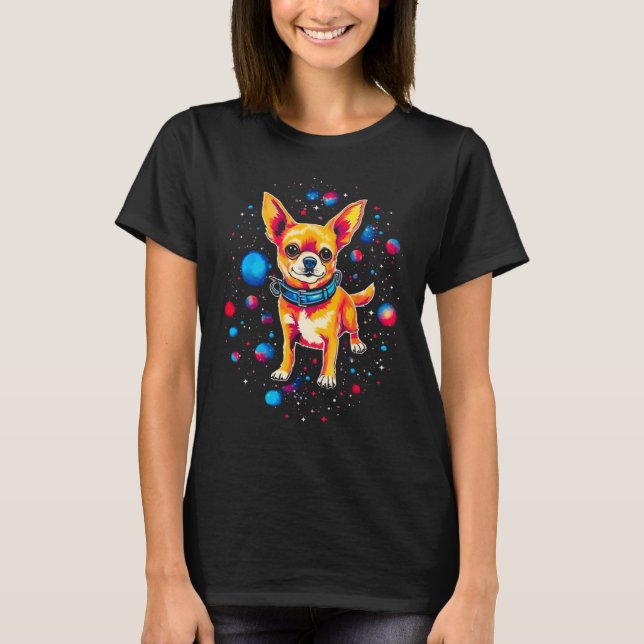 Chihuahua Dog in Space T-Shirt (Front)