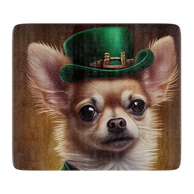Chihuahua Dog in St. Patrick's Day Dress Cutting Board (Front)