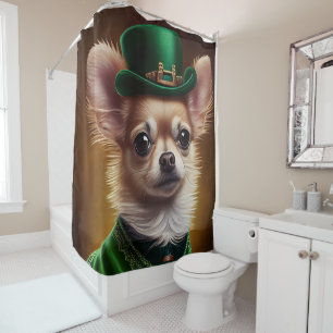 Chihuahua Dog in St. Patrick's Day Dress Shower Curtain