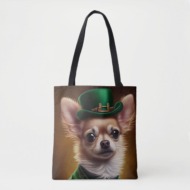 Chihuahua Dog in St. Patrick's Day Dress Tote Bag (Front)