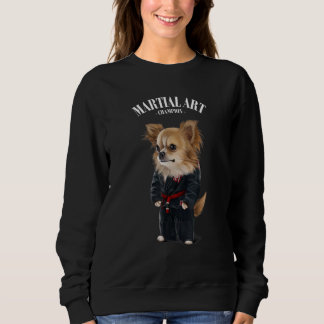Chihuahua Dog Judo Karate Master In Black Judogi Sweatshirt