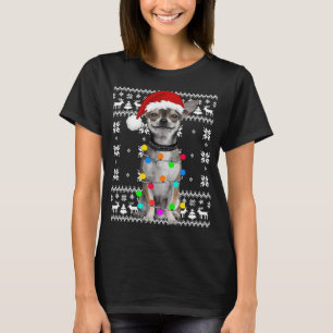 Chihuahua Dog Lights Ugly Sweater Puppy Santa Hat