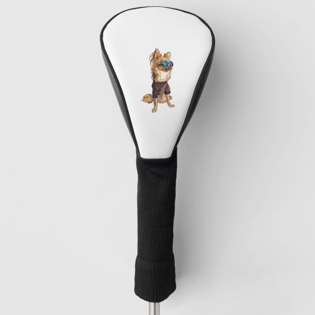 Chihuahua Dog Long Haired Summer Vibes    Golf Head Cover (Front)