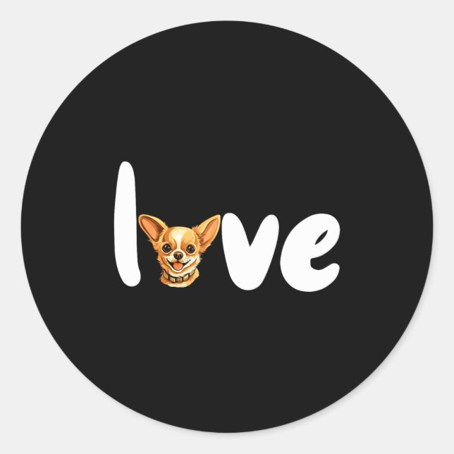 Chihuahua Dog Love For Valentines Day  Classic Round Sticker (Front)