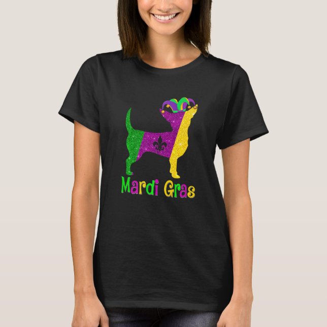 Chihuahua Dog Lover Mardi Gras Carnival Jester Pre T-Shirt (Front)