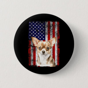 Chihuahua Dog Lover US Flag 4th of July Patriotic 6 Cm Round Badge