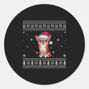 Chihuahua Dog Lovers Men Women Santa Ugly Xmas Swe Classic Round Sticker