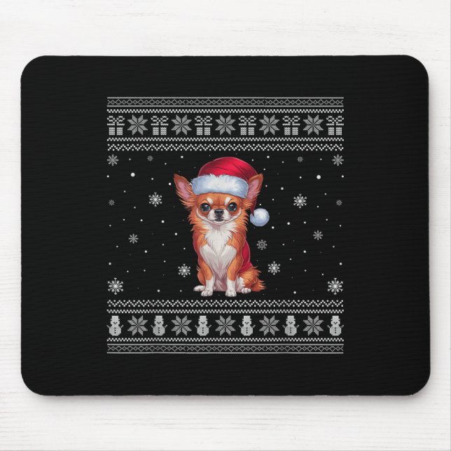 Chihuahua Dog Lovers Men Women Santa Ugly Xmas Swe Mouse Mat (Front)