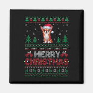 Chihuahua Dog Lovers Santa Hat Christmas Tree Ligh Magnet