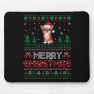 Chihuahua Dog Lovers Santa Hat Christmas Tree Ligh Mouse Mat