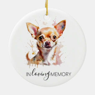 Chihuahua dog memorial watercolour christmas ceramic tree decoration