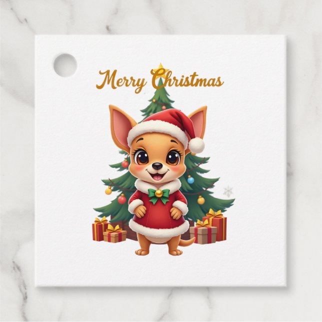 Chihuahua Dog Merry Christmas Favour Tags (Front)