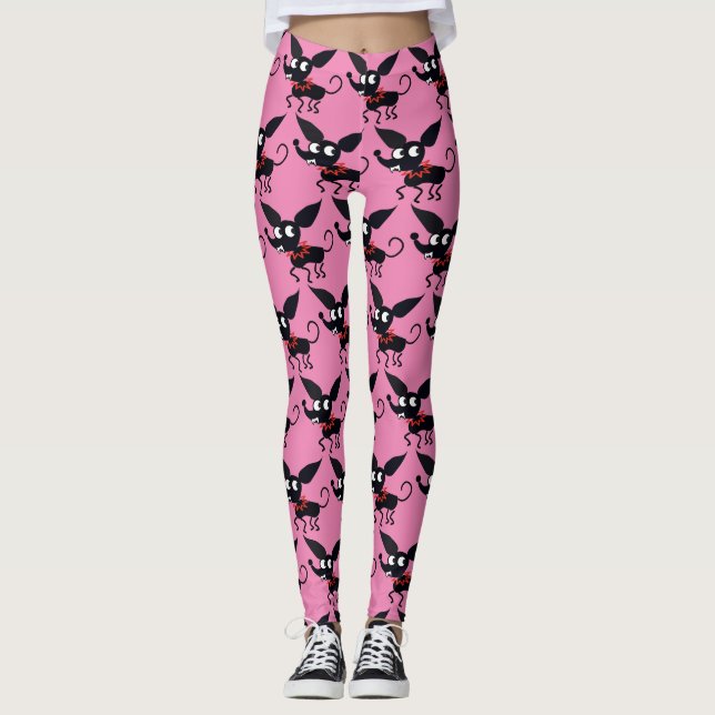 CHIHUAHUA DOG MEXICAN CARTOON STYLE Leggings (Front)