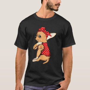 Chihuahua Dog Mom Bandana Cute I Love Mom Tattoo M T-Shirt