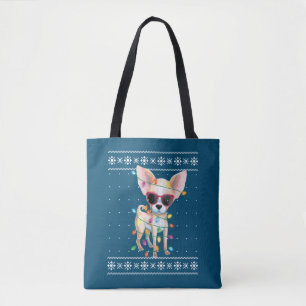 Chihuahua Dog Mom Women Christmas Ugly Sweater Tote Bag