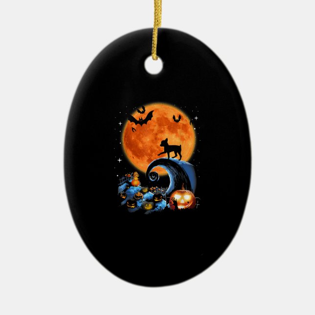 chihuahua dog moon pumpkin halloween costume gift ceramic tree decoration (Front)