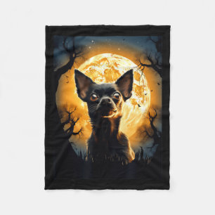 Chihuahua Dog Moon Silhouette Halloween Funny Evil Fleece Blanket