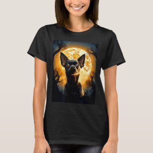 Chihuahua Dog Moon Silhouette Halloween Funny Evil T-Shirt