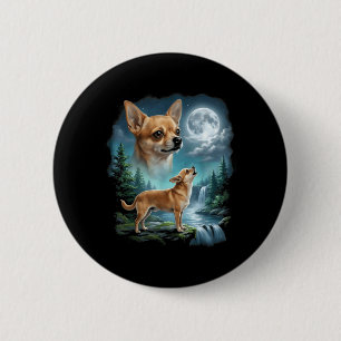 Chihuahua Dog Moonlit Night Art Chihuahua Howling 6 Cm Round Badge